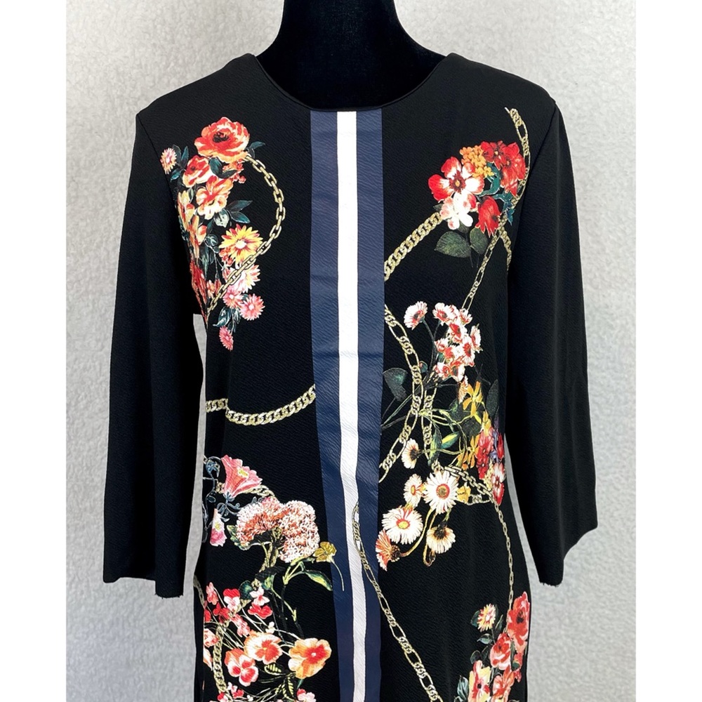 ZARA • Black/Multi Floral and Chain Print Mini Dress, S - Picture 4 of 14